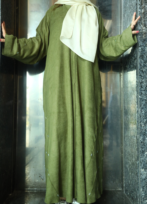 Green Dubai Abaya Style with Beads SX-218