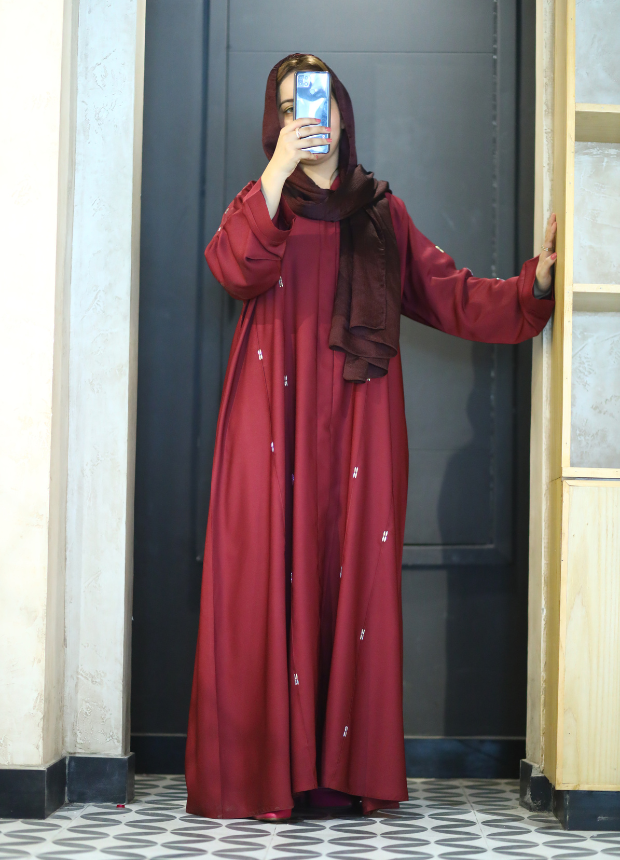 Red New Abaya Design with Beads SX-219