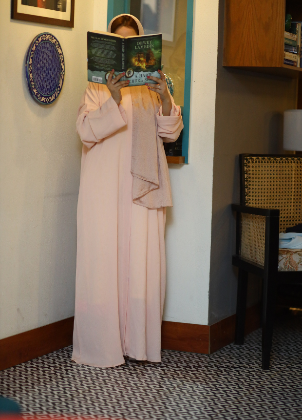 Peach Abaya Design with Horizontal Textured  SX-220