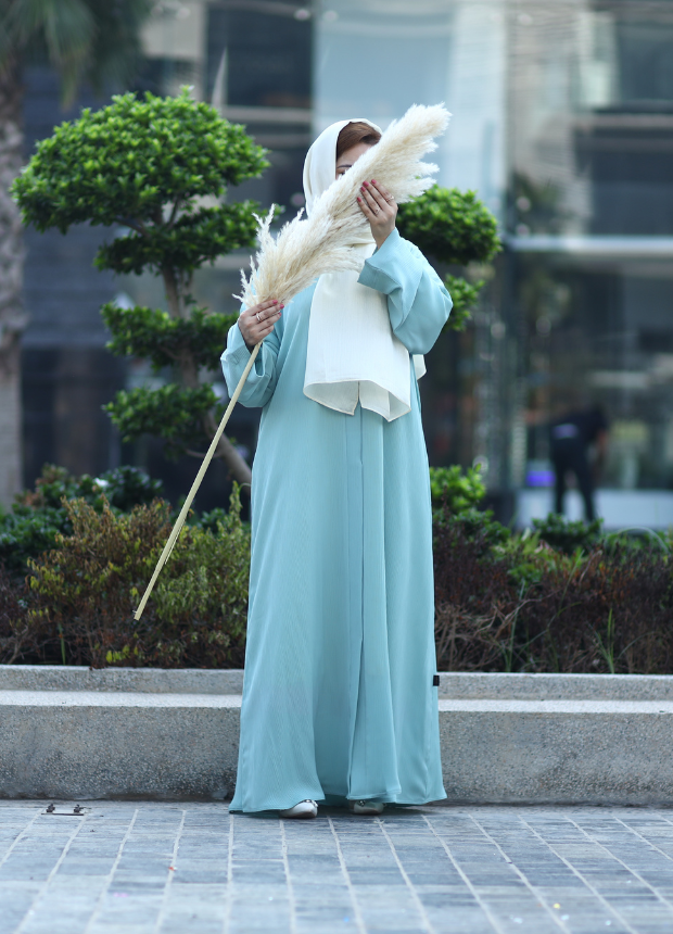 Light Blue Abaya Designs with Vertical Textured SX-215