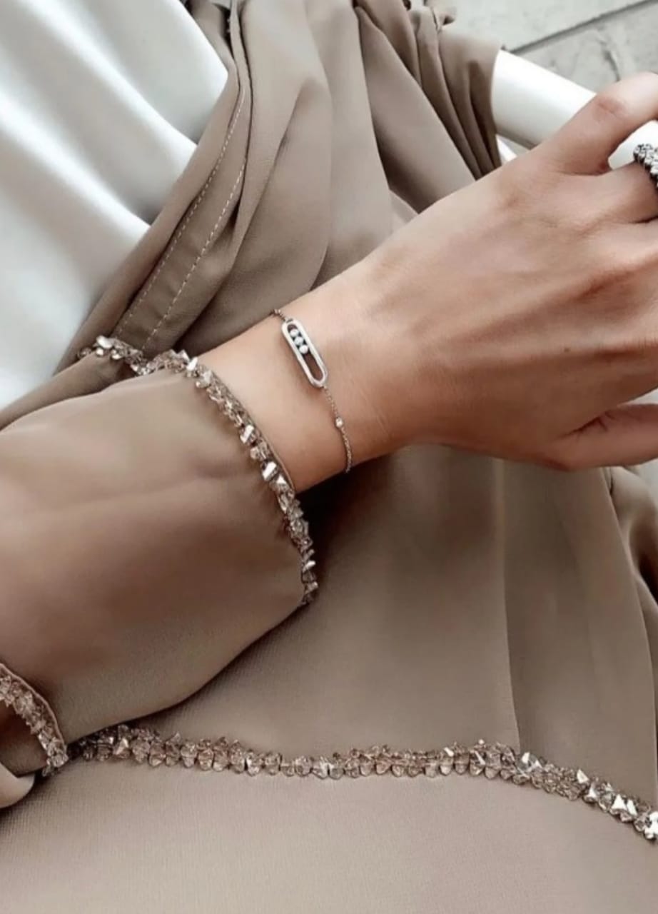 Beaded Beige Abaya 2