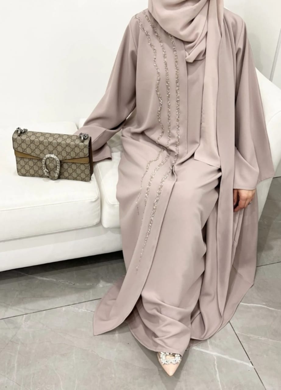 Beaded Beige Abaya