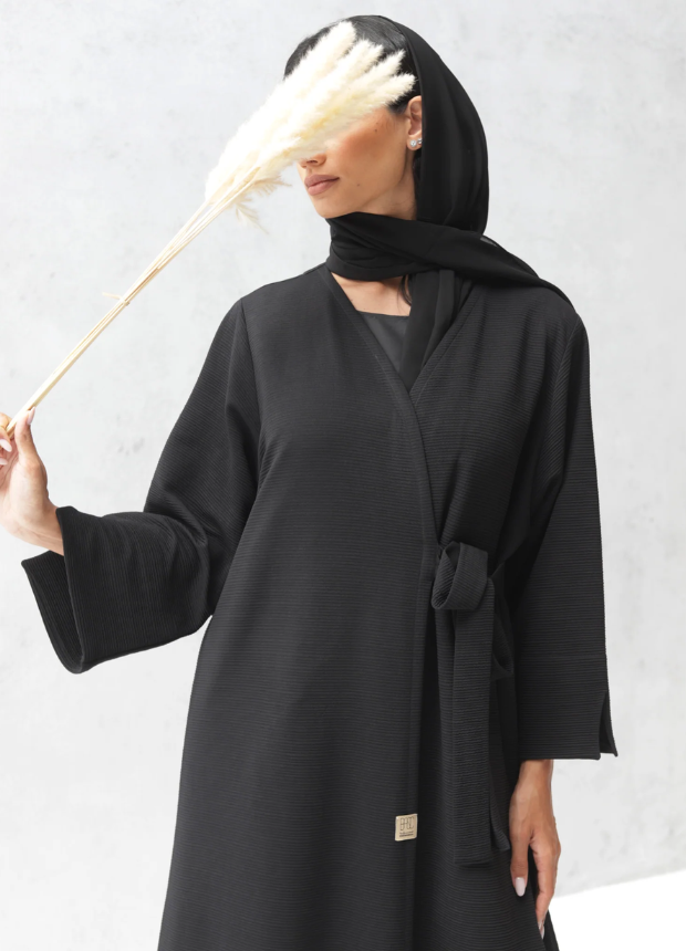 Solid Black Abaya Design 1